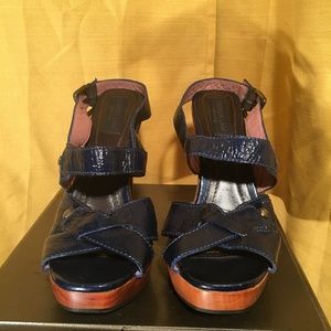 Derek Lam leather navy blue strappy heeled sandal